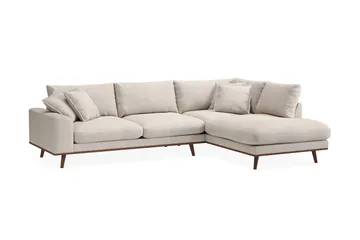 Copenhagen Premium 4-sits Högervänd L-formad Djup Schäslongsoffa i Tyg - Beige - Möbler - Soffa - Divansoffa & schäslongsoffa - 4 sits soffa med divan