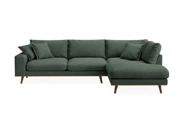 Copenhagen Premium 4-sits Högervänd L-formad Djup Schäslongsoffa i Tyg - Grön - Möbler - Soffa - Divansoffa & schäslongsoffa - 4 sits soffa med divan