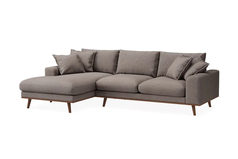Copenhagen Premium 4-sits Vänstervänd L-formad Djup Divansoffa i Tyg - Brun - Möbler - Soffa - Divansoffa & schäslongsoffa - 3 sits soffa med divan