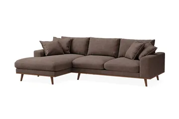 Copenhagen Premium 4-sits Vänstervänd L-formad Djup Divansoffa i Tyg - Mörkbrun - Möbler - Soffa - Divansoffa & schäslongsoffa - 3 sits soffa med divan