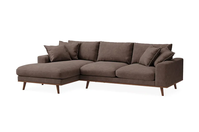 Copenhagen Premium 4-sits Vänstervänd L-formad Djup Divansoffa i Tyg - Mörkbrun - Möbler - Soffa - Divansoffa & schäslongsoffa - 3 sits soffa med divan