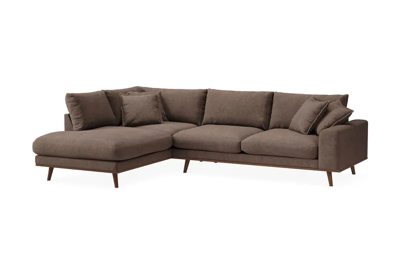 Copenhagen Premium 4-sits Vänstervänd L-formad Djup Schäslongsoffa i Tyg - Mörkbrun - Möbler - Soffa - Divansoffa & schäslongsoffa - 4 sits soffa med divan