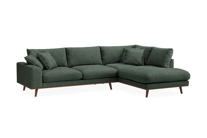Copenhagen Premium 4-sits Högervänd L-formad Djup Schäslongsoffa i Tyg - Grön - Möbler - Soffa - Divansoffa & schäslongsoffa - 4 sits soffa med divan