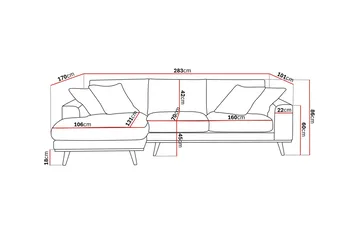 Copenhagen Premium 4-sits Vänstervänd L-formad Djup Divansoffa i Tyg - Mörkbrun - Möbler - Soffa - Divansoffa & schäslongsoffa - 3 sits soffa med divan