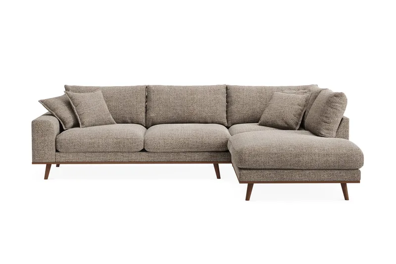Copenhagen Premium 4-sits Högervänd L-formad Djup Schäslongsoffa i Chenille, Brun