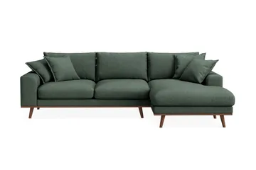 Copenhagen Premium 4-sits Högervänd L-formad Djup Divansoffa i Tyg - Grön - Möbler - Soffa - Divansoffa & schäslongsoffa - 3 sits soffa med divan