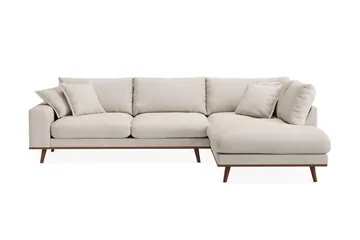 Copenhagen Premium 4-sits Högervänd L-formad Djup Schäslongsoffa i Tyg - Beige - Möbler - Soffa - Divansoffa & schäslongsoffa - 4 sits soffa med divan