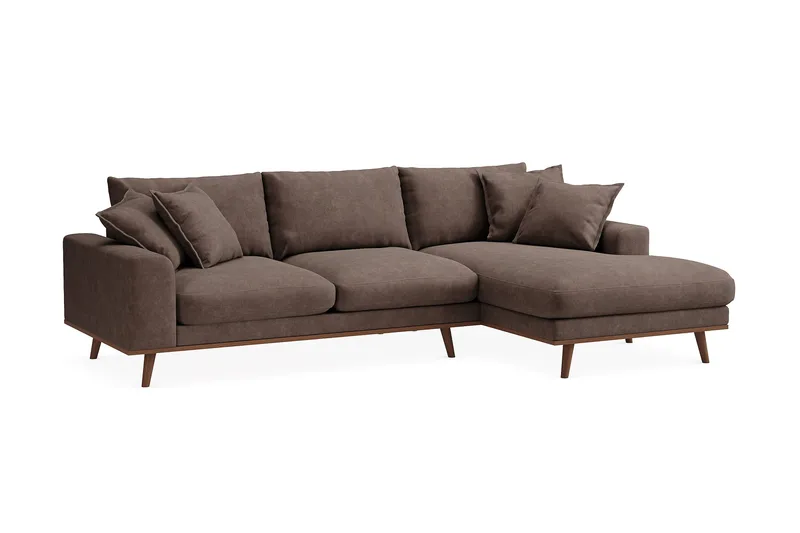 Copenhagen Premium 4-sits Högervänd L-formad Djup Divansoffa i Tyg - Mörkbrun - Möbler - Soffa - Divansoffa & schäslongsoffa - 3 sits soffa med divan