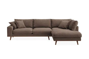 Copenhagen Premium 4-sits Högervänd L-formad Djup Schäslongsoffa i Tyg - Mörkbrun - Möbler - Soffa - Divansoffa & schäslongsoffa - 4 sits soffa med divan