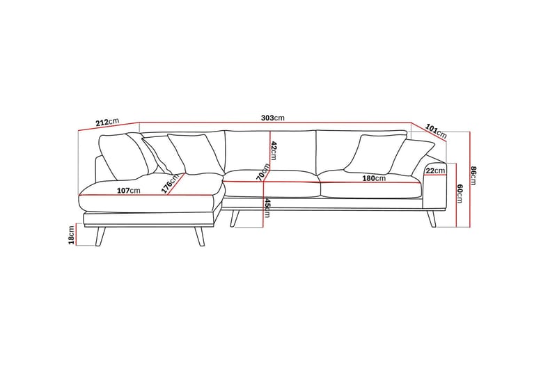 Copenhagen Premium 4-sits Vänstervänd L-formad Djup Schäslongsoffa i Tyg - Beige - Möbler - Soffa - Divansoffa & schäslongsoffa - 4 sits soffa med divan