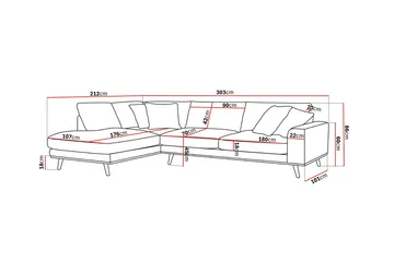 Copenhagen Premium 4-sits Vänstervänd L-formad Djup Schäslongsoffa i Tyg - Grön - Möbler - Soffa - Divansoffa & schäslongsoffa - 4 sits soffa med divan