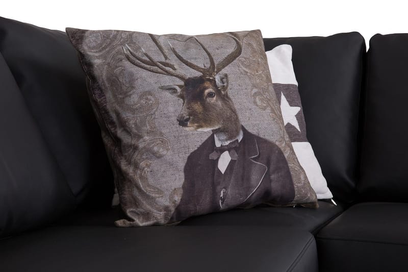 Crazy 3-sits Högervänd L-formad Schäslongsoffa i Konstläder - Svart - Möbler - Soffa - Divansoffa & schäslongsoffa - 2 sits soffa med divan