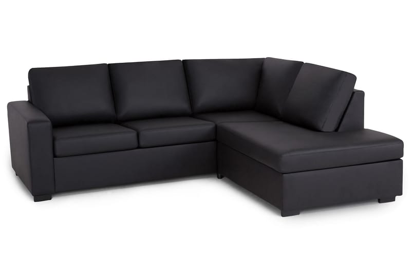 Crazy 3-sits Högervänd L-formad Schäslongsoffa i Konstläder - Svart - Möbler - Soffa - Divansoffa & schäslongsoffa - 2 sits soffa med divan