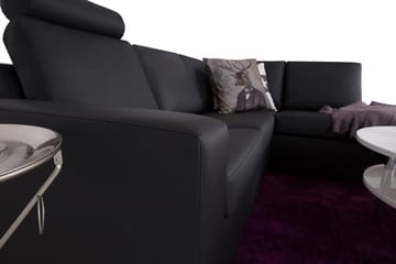 Crazy 3-sits Högervänd L-formad Schäslongsoffa i Konstläder - Svart - Möbler - Soffa - Divansoffa & schäslongsoffa - 2 sits soffa med divan