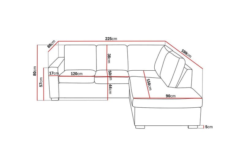 Crazy 3-sits Högervänd L-formad Schäslongsoffa i Konstläder - Svart - Möbler - Soffa - Divansoffa & schäslongsoffa - 2 sits soffa med divan
