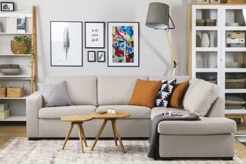 Crazy 3-sits Högervänd L-formad Schäslongsoffa i Tyg - Beige - Möbler - Soffa - Divansoffa & schäslongsoffa