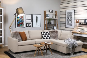 Crazy 3-sits Högervänd L-formad Schäslongsoffa i Tyg - Beige - Möbler - Soffa - Divansoffa & schäslongsoffa
