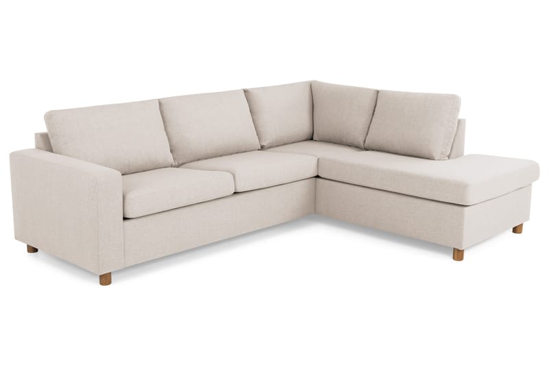Crazy 3-sits Högervänd L-formad Schäslongsoffa i Tyg - Beige - Möbler - Soffa - Divansoffa & schäslongsoffa