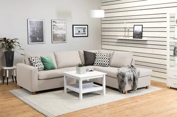 Crazy 3-sits Högervänd L-formad Schäslongsoffa i Tyg - Beige - Möbler - Soffa - Divansoffa & schäslongsoffa - 3 sits soffa med divan