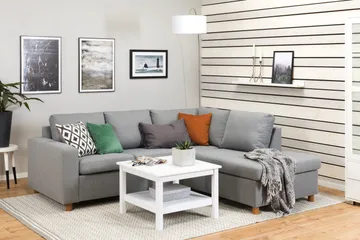 Crazy 3-sits Högervänd L-formad Schäslongsoffa i Tyg - Grå - Möbler - Soffa - Divansoffa & schäslongsoffa - 2 sits soffa med divan