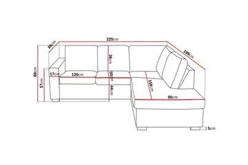 Crazy 3-sits Högervänd L-formad Schäslongsoffa i Tyg - Grå - Möbler - Soffa - Divansoffa & schäslongsoffa - 2 sits soffa med divan
