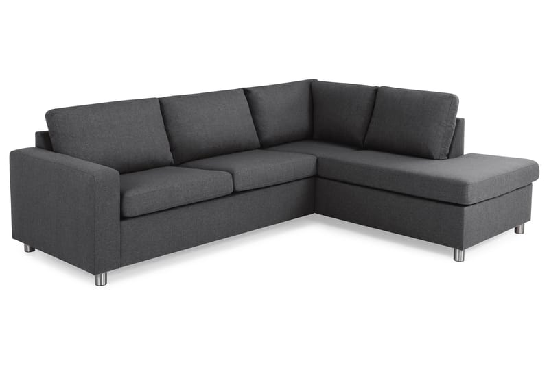 Crazy 3-sits Högervänd L-formad Schäslongsoffa i Tyg - Mörkgrå - Möbler - Soffa - Divansoffa & schäslongsoffa