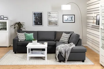 Crazy 3-sits Högervänd L-formad Schäslongsoffa i Tyg - Mörkgrå - Möbler - Soffa - Divansoffa & schäslongsoffa