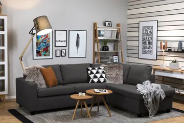 Crazy 3-sits Högervänd L-formad Schäslongsoffa i Tyg - Mörkgrå - Möbler - Soffa - Divansoffa & schäslongsoffa