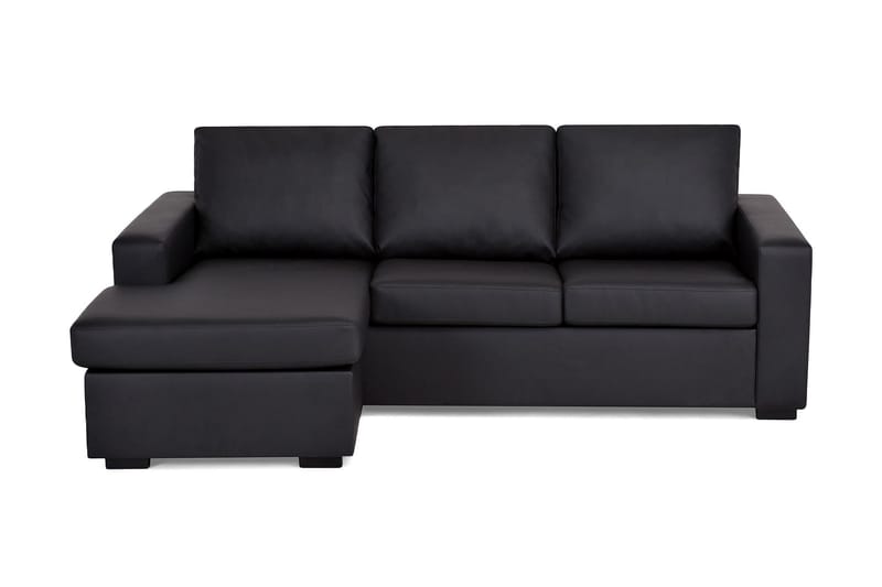 Crazy 3-sits Vändbar L-formad Divansoffa i Konstläder - Svart - Möbler - Soffa - Divansoffa & schäslongsoffa - 3 sits soffa med divan