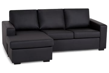 Crazy 3-sits Vändbar L-formad Divansoffa i Konstläder - Svart - Möbler - Soffa - Divansoffa & schäslongsoffa - 3 sits soffa med divan