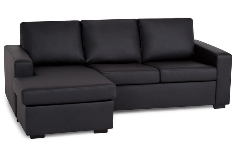 Crazy 3-sits Vändbar L-formad Divansoffa i Konstläder - Svart - Möbler - Soffa - Divansoffa & schäslongsoffa - 3 sits soffa med divan