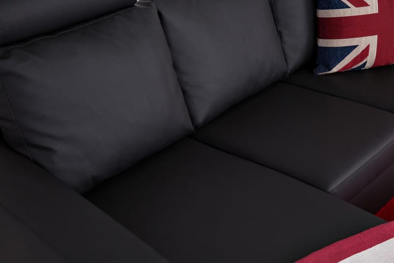 Crazy 3-sits Vändbar L-formad Divansoffa i Konstläder - Svart - Möbler - Soffa - Divansoffa & schäslongsoffa - 3 sits soffa med divan