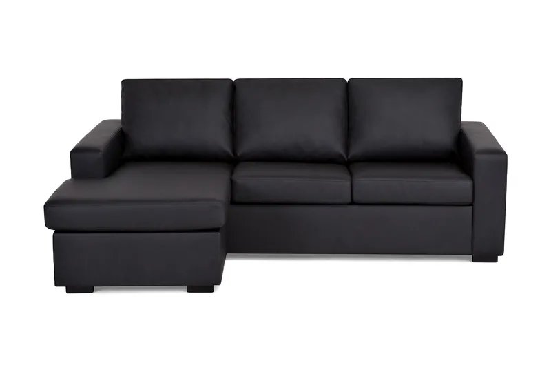 Crazy 3-sits Vändbar L-formad Divansoffa i Konstläder, Svart