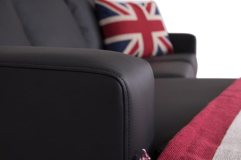 Crazy 3-sits Vändbar L-formad Divansoffa i Konstläder - Svart - Möbler - Soffa - Divansoffa & schäslongsoffa - 3 sits soffa med divan