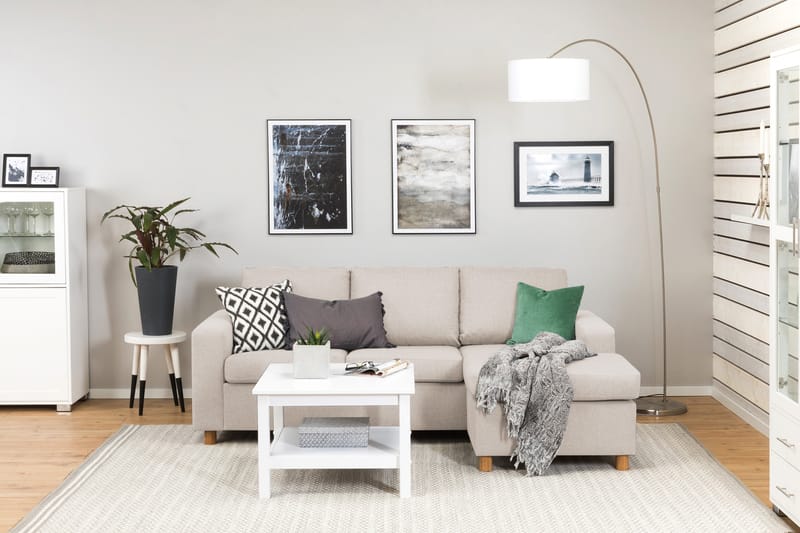 Crazy 3-sits Vändbar L-formad Divansoffa i Tyg - Beige - Möbler - Soffa - Divansoffa & schäslongsoffa - 3 sits soffa med divan