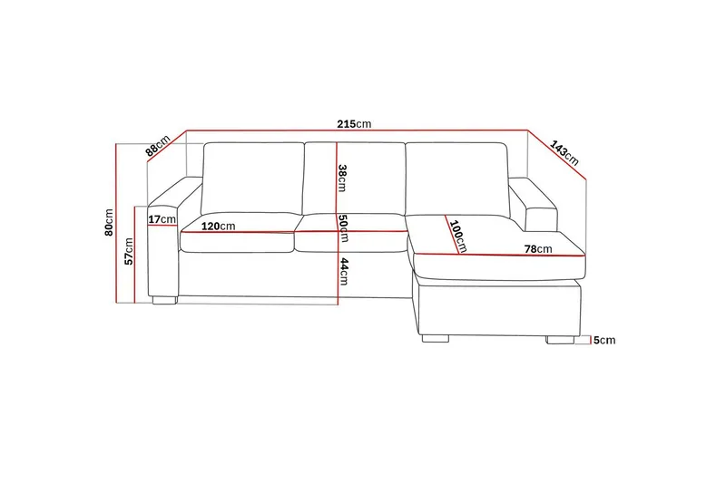 Crazy 3-sits Vändbar L-formad Divansoffa i Tyg - Beige - Möbler - Soffa - Divansoffa & schäslongsoffa - 3 sits soffa med divan