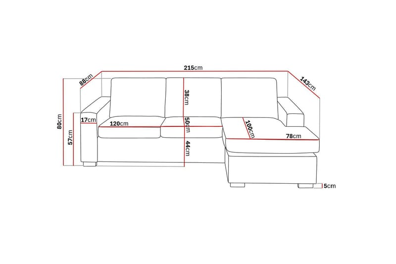 Crazy 3-sits Vändbar L-formad Divansoffa i Tyg - Beige - Möbler - Soffa - Divansoffa & schäslongsoffa - 3 sits soffa med divan