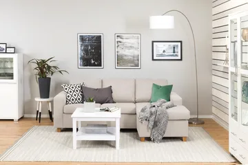 Crazy 3-sits Vändbar L-formad Divansoffa i Tyg - Beige - Möbler - Soffa - Divansoffa & schäslongsoffa - 3 sits soffa med divan