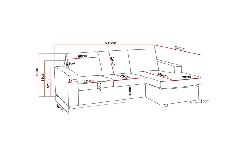 Crazy 3-sits Vändbar L-formad Divansoffa i Tyg - Beige - Möbler - Soffa - Divansoffa & schäslongsoffa - 3 sits soffa med divan