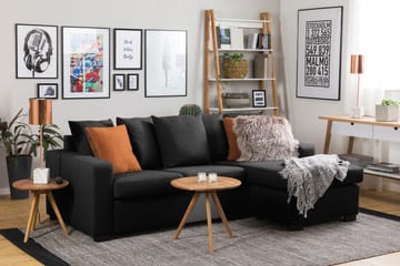 Crazy 3-sits Vändbar L-formad Divansoffa i Tyg inkl Kuvertkuddar - Mörkgrå - Möbler - Soffa - Divansoffa & schäslongsoffa - 3 sits soffa med divan