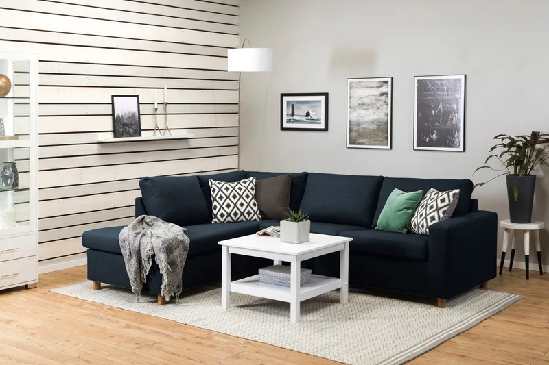 Crazy 3-sits Vänstervänd L-formad Schäslongsoffa i Tyg - Blå - Möbler - Soffa - Divansoffa & schäslongsoffa