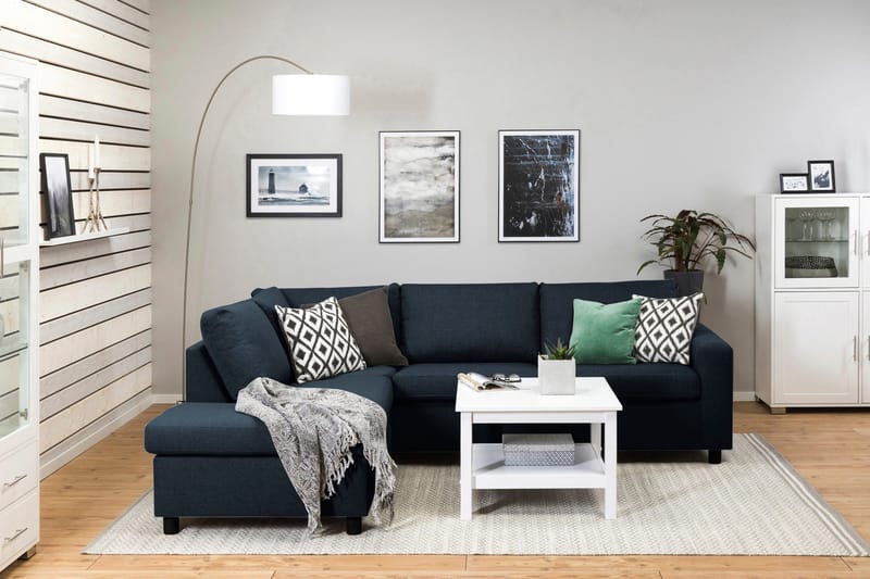 Crazy 3-sits Vänstervänd L-formad Schäslongsoffa i Tyg - Blå - Möbler - Soffa - Divansoffa & schäslongsoffa