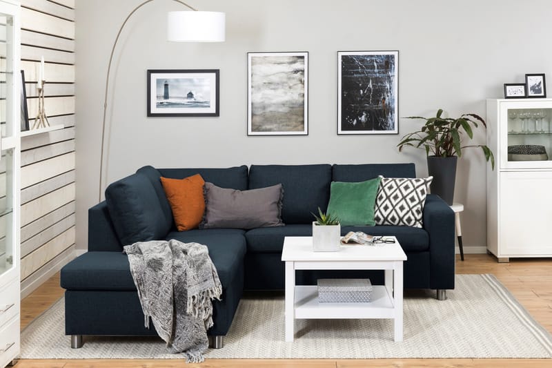 Crazy 3-sits Vänstervänd L-formad Schäslongsoffa i Tyg - Blå - Möbler - Soffa - Divansoffa & schäslongsoffa - 2 sits soffa med divan