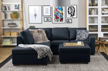 Crazy 3-sits Vänstervänd L-formad Schäslongsoffa i Tyg - Blå - Möbler - Soffa - Divansoffa & schäslongsoffa - 3 sits soffa med divan