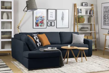 Crazy 3-sits Vänstervänd L-formad Schäslongsoffa i Tyg - Blå - Möbler - Soffa - Divansoffa & schäslongsoffa - 3 sits soffa med divan
