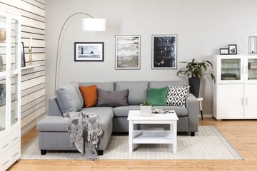 Crazy 3-sits Vänstervänd L-formad Schäslongsoffa i Tyg - Grå - Möbler - Soffa - Divansoffa & schäslongsoffa - 2 sits soffa med divan