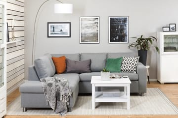 Crazy 3-sits Vänstervänd L-formad Schäslongsoffa i Tyg - Grå - Möbler - Soffa - Divansoffa & schäslongsoffa - 2 sits soffa med divan