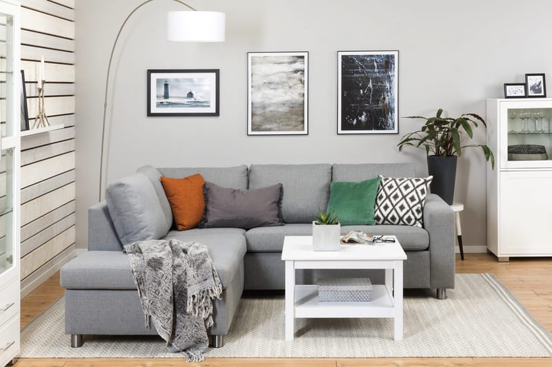 Crazy 3-sits Vänstervänd L-formad Schäslongsoffa i Tyg - Grå - Möbler - Soffa - Divansoffa & schäslongsoffa - 2 sits soffa med divan