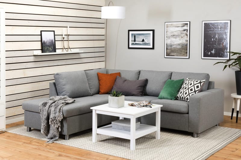 Crazy 3-sits Vänstervänd L-formad Schäslongsoffa i Tyg - Grå - Möbler - Soffa - Divansoffa & schäslongsoffa - 2 sits soffa med divan