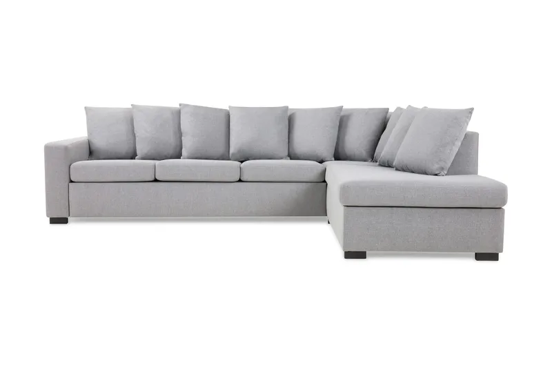 Crazy 4-sits Högervänd L-formad Schäslongsoffa i Tyg inkl Kuvertkuddar, Grå